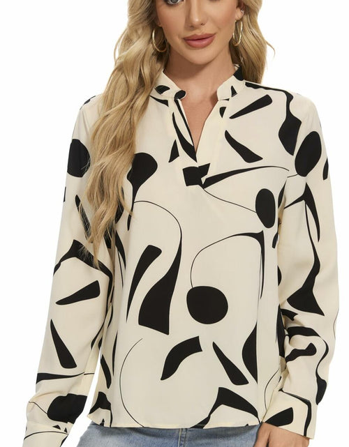 Load image into Gallery viewer, VIPONES Women V Neck Puff Sleeve Floral Blouse Lightweight 530-White Size M
