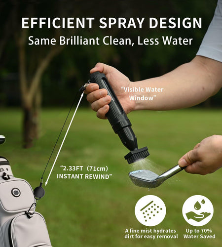 Wynaura Pro Golf Club Cleaner Brush Set with Groove Sharpener & Towel Black