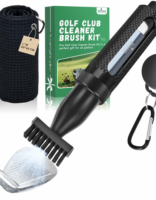 Load image into Gallery viewer, Wynaura Pro Golf Club Cleaner Brush Set with Groove Sharpener &amp; Towel Black
