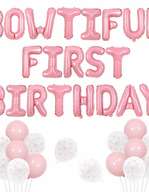 Load image into Gallery viewer, Pink Bow 1st Birthday Balloons Kit Girls Party Supplies Foil Latex Decor

