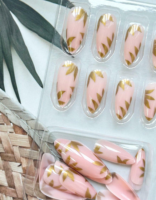 Load image into Gallery viewer, GRITOSE 24 Pcs Fall Maple Leaves Almond Medium Pink Matte Press On Nails
