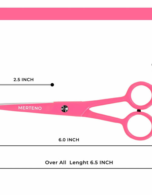 Load image into Gallery viewer, MERTENO Professional Hair Scissors 6.5 Inch Pink Rubber Handle Shears
