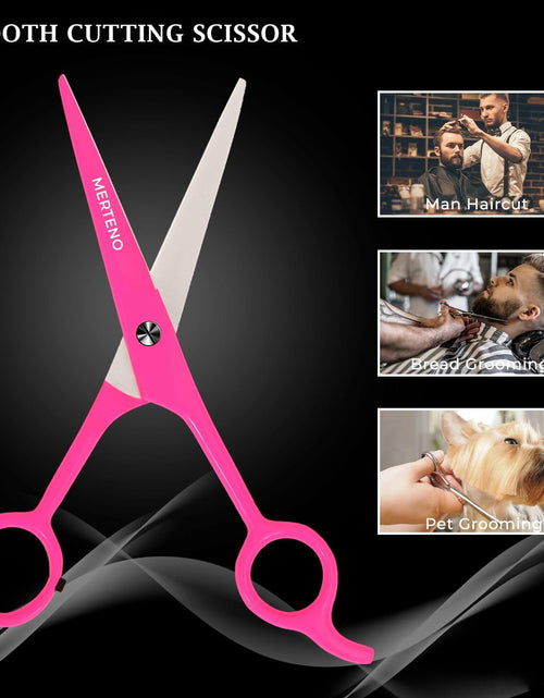 Load image into Gallery viewer, MERTENO Professional Hair Scissors 6.5 Inch Pink Rubber Handle Shears
