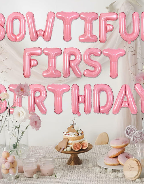 Load image into Gallery viewer, Pink Bow 1st Birthday Balloons Kit Girls Party Supplies Foil Latex Decor
