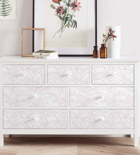 Heroad Boho Floral Peel & Stick Wallpaper Pink White 17.3x78.7in Vinyl