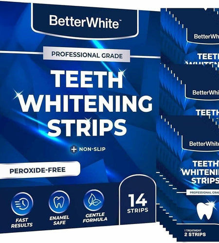 BetterWhite Teeth Whitening Strips 14 Peroxide-Free Professional 7 Treatments