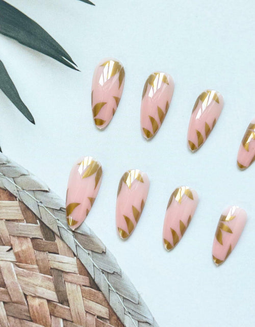 Load image into Gallery viewer, GRITOSE 24 Pcs Fall Maple Leaves Almond Medium Pink Matte Press On Nails
