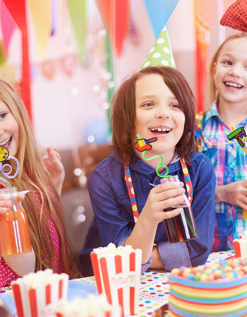 Load image into Gallery viewer, SODWINCO 24PCS Art Drinking Crazy Straws Kids Birthday Party Supplies Multicolor
