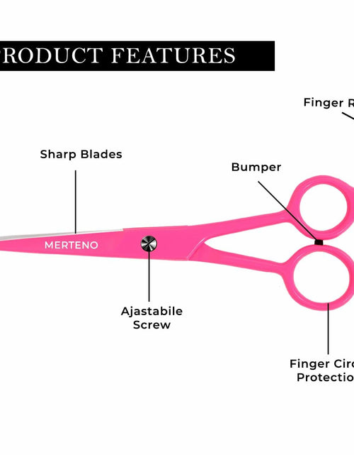 Load image into Gallery viewer, MERTENO Professional Hair Scissors 6.5 Inch Pink Rubber Handle Shears
