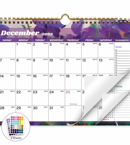 XISIDO 18-Month Wall Calendar 2025-2026 11x8.5 Flower Julian Dates