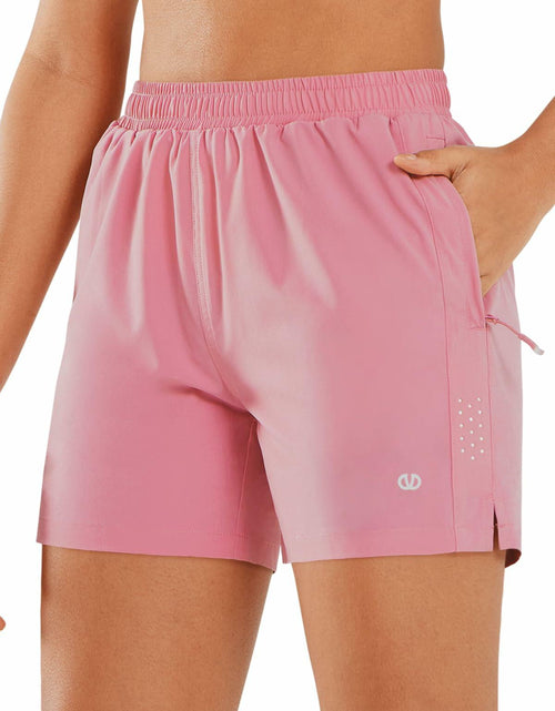 Load image into Gallery viewer, ALLZERO Women's 5" Quick Dry Running Shorts Zip Pockets Powderpink Size 2XL
