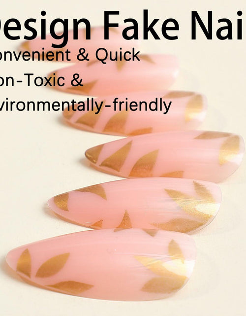 Load image into Gallery viewer, GRITOSE 24 Pcs Fall Maple Leaves Almond Medium Pink Matte Press On Nails
