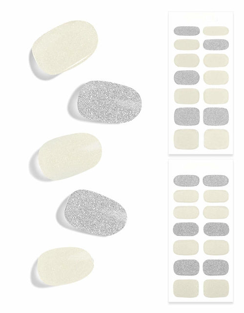 Load image into Gallery viewer, DUKASOU Semi Cured Gel Nail Strips 28 pcs Creamy White Glitter UV Light
