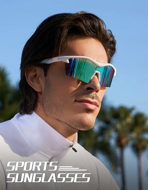 Load image into Gallery viewer, BIRCEN Baseball Cycling Sunglasses Men Women MTB Sports Blue Lens White Frame

