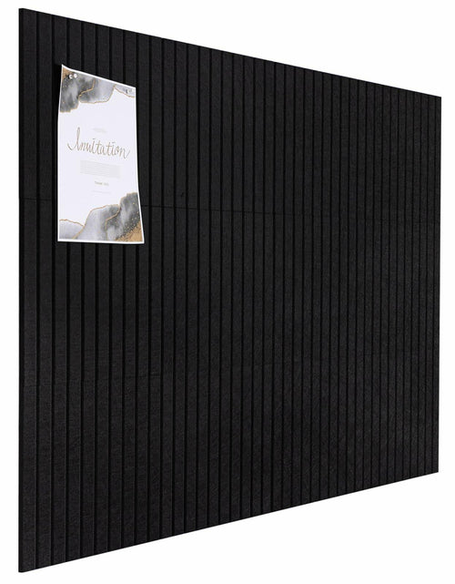 Load image into Gallery viewer, FUANGUI Felt Board 12 Pack Large Wall Tiles with Adhesive Tabs Stripe Black
