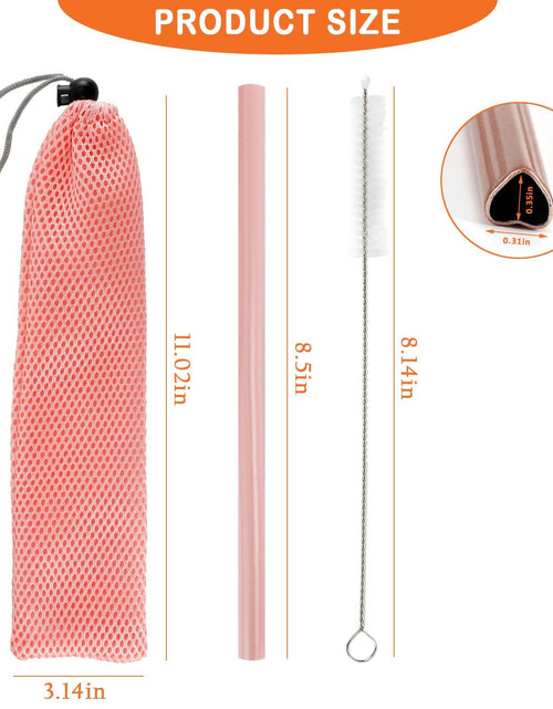 Load image into Gallery viewer, Fepibur 10Pcs Pink Heart Stainless Steel Straws with Silicone Tips &amp; Brush
