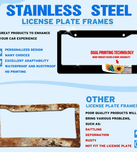 Cassette Music Tape License Plate Frame Stainless Steel 6.3x12.2 in