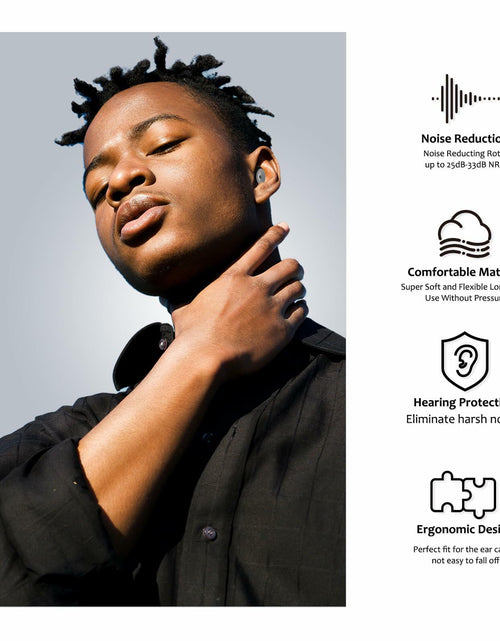 Load image into Gallery viewer, BNU Ear Plugs Noise Cancelling 25-35dB Reusable 2 Pairs S/M/L Black
