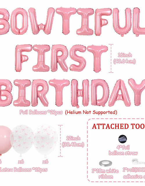 Load image into Gallery viewer, Pink Bow 1st Birthday Balloons Kit Girls Party Supplies Foil Latex Decor
