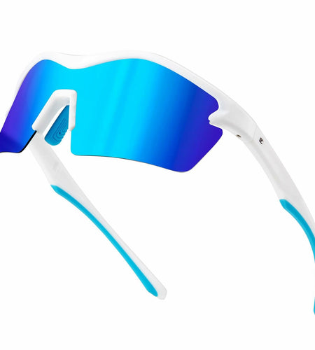 BIRCEN Baseball Cycling Sunglasses Men Women MTB Sports Blue Lens White Frame