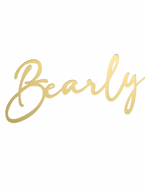 Load image into Gallery viewer, We Can Bearly Wait Gold Acrylic Cake Charm Baby Shower Gender Reveal
