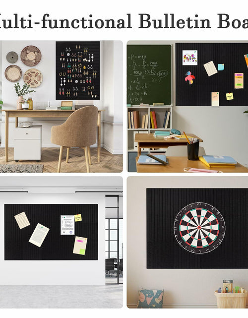 Load image into Gallery viewer, FUANGUI Felt Board 12 Pack Large Wall Tiles with Adhesive Tabs Stripe Black
