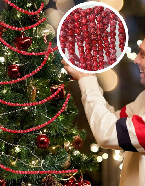 Load image into Gallery viewer, 13ft Christmas Wood Bead Garland Red White Wooden Beads Xmas Tree Decor

