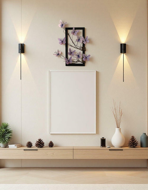 Load image into Gallery viewer, HMKAIJUFUL Handmade Butterfly Wall Art Wood Frame Blue Purple 16x8in
