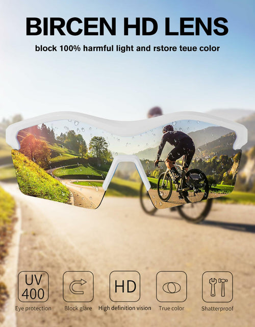 Load image into Gallery viewer, BIRCEN Baseball Cycling Sunglasses Men Women MTB Sports Blue Lens White Frame
