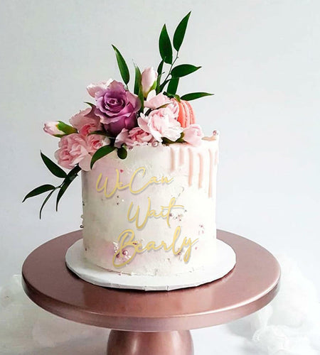 We Can Bearly Wait Gold Acrylic Cake Charm Baby Shower Gender Reveal