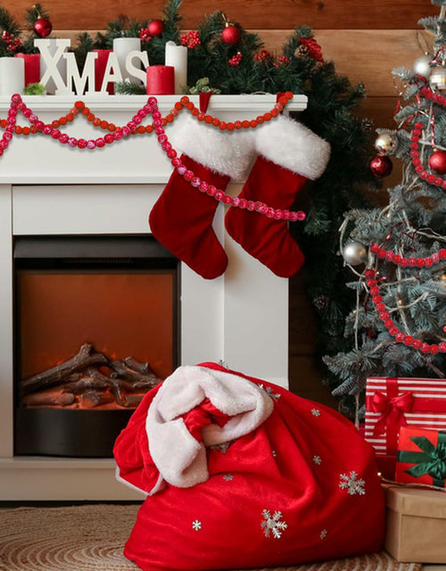 Load image into Gallery viewer, 13ft Christmas Wood Bead Garland Red White Wooden Beads Xmas Tree Decor
