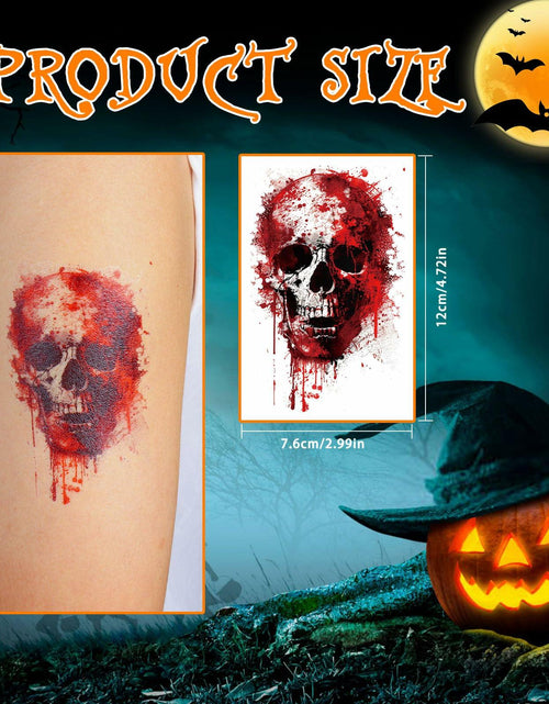 Load image into Gallery viewer, Halloween Temporary Tattoos 36 Sheets Scary Joker Pumpkin Skull Ghost Bats
