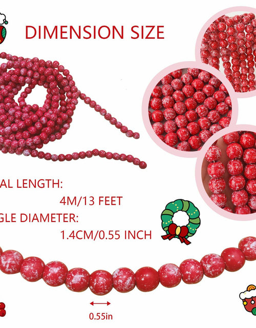 Load image into Gallery viewer, 13ft Christmas Wood Bead Garland Red White Wooden Beads Xmas Tree Decor
