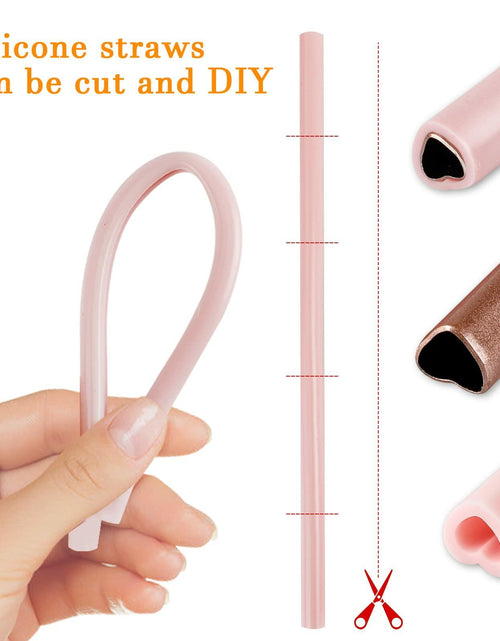 Load image into Gallery viewer, Fepibur 10Pcs Pink Heart Stainless Steel Straws with Silicone Tips &amp; Brush

