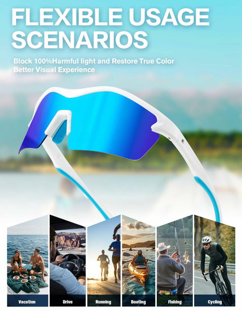 Load image into Gallery viewer, BIRCEN Baseball Cycling Sunglasses Men Women MTB Sports Blue Lens White Frame
