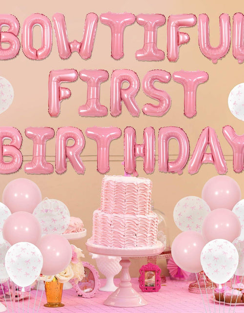 Load image into Gallery viewer, Pink Bow 1st Birthday Balloons Kit Girls Party Supplies Foil Latex Decor
