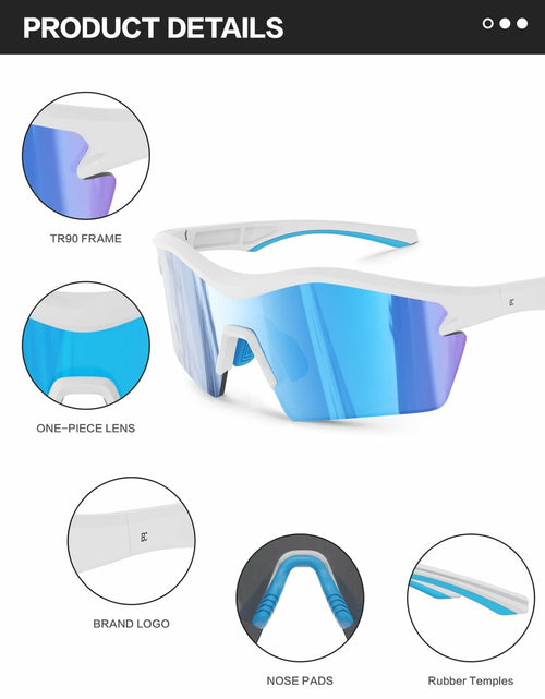 Load image into Gallery viewer, BIRCEN Baseball Cycling Sunglasses Men Women MTB Sports Blue Lens White Frame

