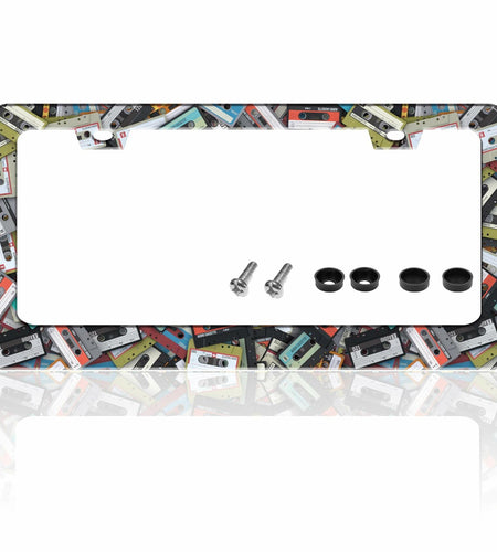 Cassette Music Tape License Plate Frame Stainless Steel 6.3x12.2 in