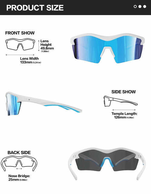 Load image into Gallery viewer, BIRCEN Baseball Cycling Sunglasses Men Women MTB Sports Blue Lens White Frame
