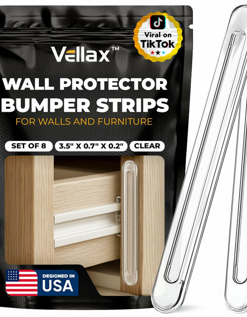 Load image into Gallery viewer, Vellax Clear Silicone Wall Protector Strips 3.5x0.7x0.2in 8 Count
