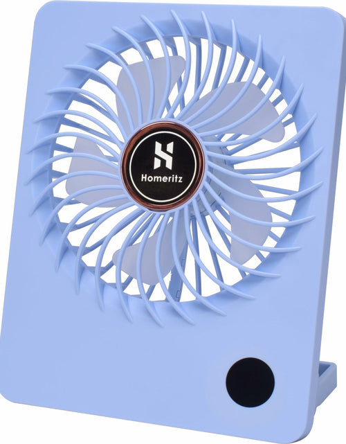 Load image into Gallery viewer, Homeritz Rechargeable Desk Fan 2000mAh Battery 180° Tilt Blue Compact
