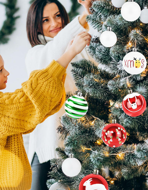Load image into Gallery viewer, yintok Christmas Ornaments Balls 37ct 2.36" &amp; 1.18" Red Green White Xmas
