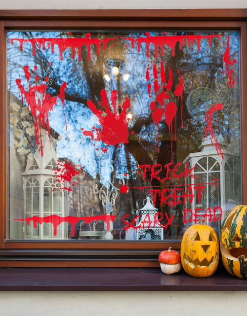 Load image into Gallery viewer, Oeyliz Halloween Window Stickers Bloody Hand &amp; Footprint 9 Sheets Decor
