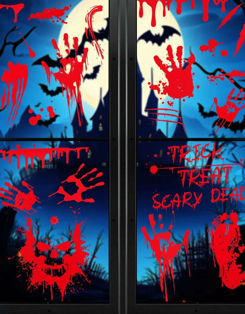 Load image into Gallery viewer, Oeyliz Halloween Window Stickers Bloody Hand &amp; Footprint 9 Sheets Decor
