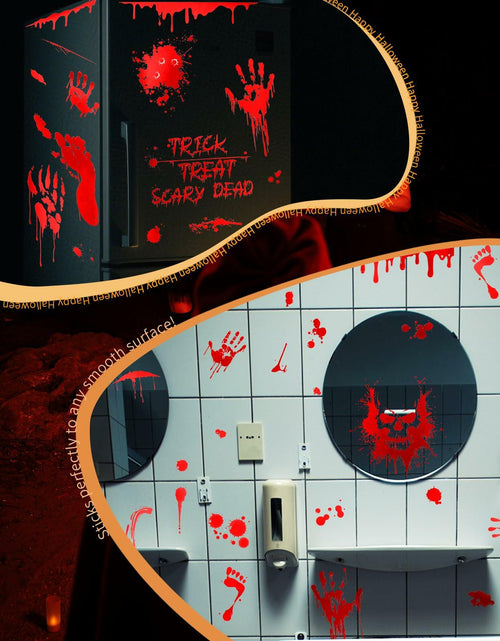 Load image into Gallery viewer, Oeyliz Halloween Window Stickers Bloody Hand &amp; Footprint 9 Sheets Decor
