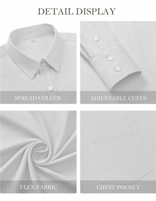 Load image into Gallery viewer, Gleeivy Women's Wrinkle Free Oxford Button Down Shirt Light Gray Size L
