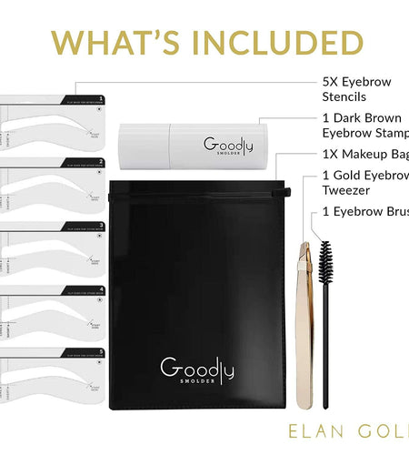 EGLD GOODLY Eyebrow Stamp Kit w/ Tweezer Waterproof Long-Lasting Nearly Black