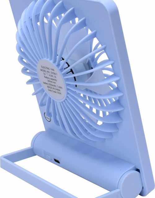 Load image into Gallery viewer, Homeritz Rechargeable Desk Fan 2000mAh Battery 180° Tilt Blue Compact
