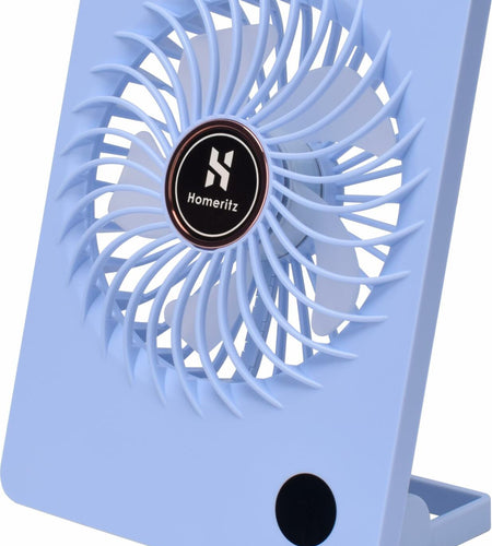 Homeritz Rechargeable Desk Fan 2000mAh Battery 180° Tilt Blue Compact