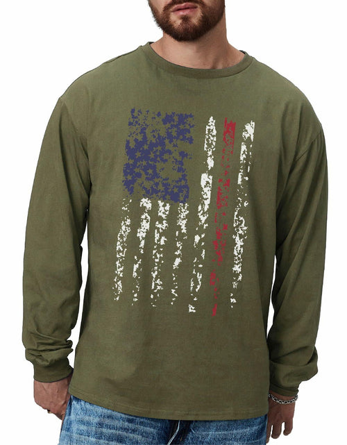 Load image into Gallery viewer, H HYFOL Men's 1776 Independence Day USA Flag Long Sleeve Tee White Size 4XL
